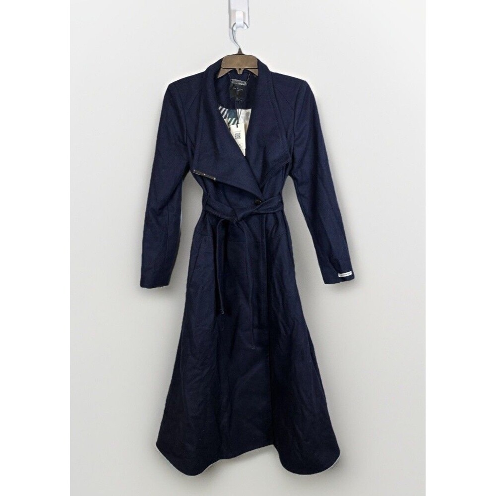 Ted Baker‎ Alicee Navy Wrap Coat Women Long Tailored Magnet Closure $525 NWT Sz1
